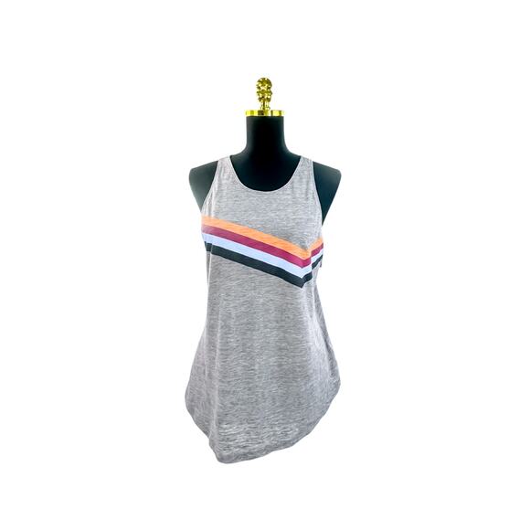 VS Pink Grey Racerback Tank Top with Retro Stripe - Size M - Picture 1 of 5